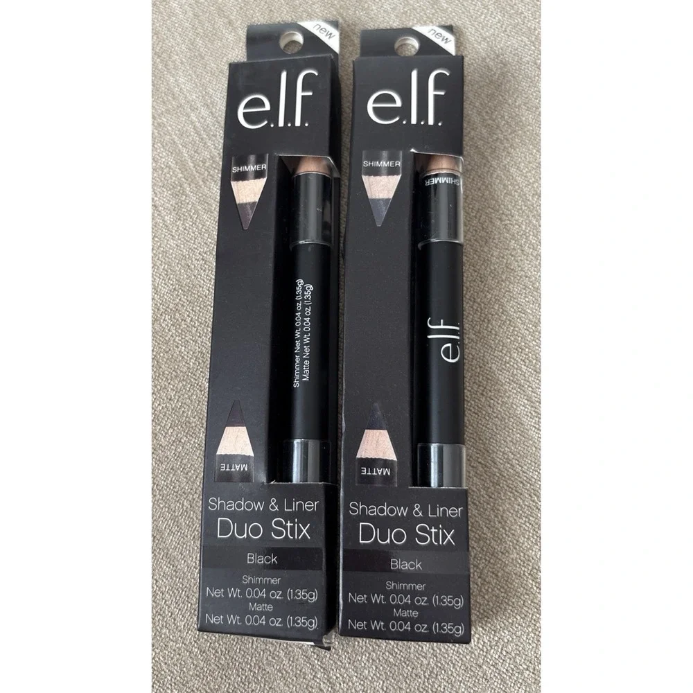 2 e.l.f. Shadow & Liner Duo Stix 81111 Black Shimmer & Matte Discontinued RARE
